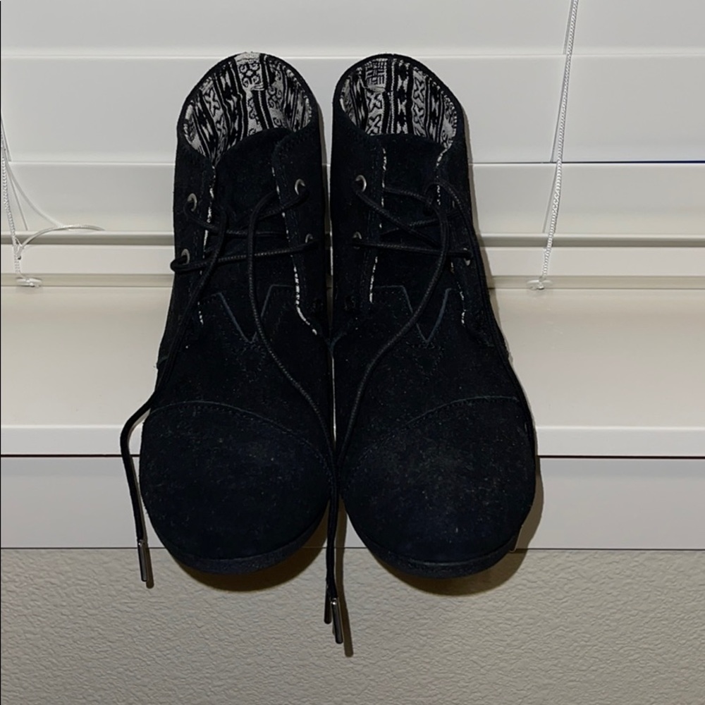 Toms Kala Suede Lace Up Wedge Booties